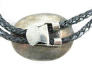 Circa 1960 Zuni Apache Ghan Crown Dancer Inlaid Sterling Silver Bolo Tie Bennett