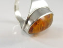 c1960 Unisex Amber Sterling Ring Size 7.75 Fischland GmbH German Made