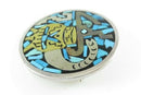 Taxco Sterling Silver Mexico Inlaid Retro Style Brooch Pendant Turquoise Inlay
