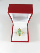 Antique 20K Gold Nephrite Jade (Origin Unknown) Navette Dragon Ring Chinese Export