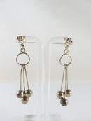 Artisan Modernist Ball & Rod Dangling Earring Set Hand Worked  Sterling Silver P