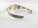 Petite Sterling Silver Cuff Bear Claw Shadowbox Turquoise Unsigned Navajo Style