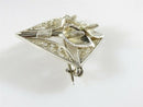 Vintage Diamond Shaped Sterling Silver Pierced Filigree Calla Lily Brooch