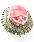 A Rare Miyamoto Shoto Scarab Brooch Pendant in Red Circa 1965