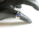 10K White Gold Unisex Round Cabochon Blue Star Sapphire Ring Size 6.75