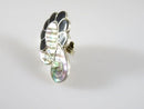 Vintage Abstract Style Unmatched Onyx Abalone & Sterling Disc Taxco ETM Single Earring
