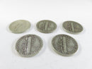 Lot of 5 Mercury Silver Dimes 90% Silver Early 1940s Dates Mercury dimes 90% silver coins 1940s silver dimes used