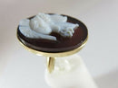 Victorian Era 14K Gold High Relief Carved Hardstone Roman Soldier Ring Size 7