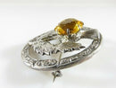 Scottish Celtic Sterling Silver Orange Glass Flower Brooch by Robert Allison