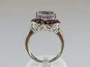 14K White Gold ATR Rose Quartz Ring w/ Tourmalines & Diamonds Size 7