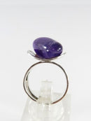 Artisan Style Tumbled Polished Purple Amethyst Adjustable Ring 925 55 Size 5.5