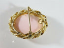 Art Nouveau 10K Gold Shell Cameo Brooch Pendant with Seed Pearl & Enamel Accents
