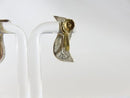 Vintage Modernist Wavy Abalone & Sterling G Taxco Mexico Silver Screw Back Earrings