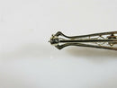 Art Deco 14K White Gold Filigree Diamond Bar Brooch – 2 1/4"