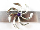 Taxco Mexico Vintage Modernist Pinwheel Cabochon Amethyst Sterling JH Brooch