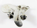 Fetching Modernist Swirling Silver & Onyx Brooch Pendant Taxco TC Conjoined Old
