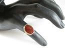 Edwardian Revival 14K Gold Carnelian Oval Cabochon Ring Size 6