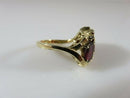 Mid-Century 14K Gold 3-Stone Garnet Cluster Ring Natural Ovals Size 5 4.6g