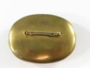 Vintage c1940 Japanese Satsuma Brooch Gold Gilding Garden Scene with Bird Signed