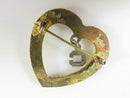 Vintage Gold Gilt Sterling Silver Heart with Paste & Letter C Sweetheart Pin