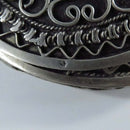 Antique Middle Eastern 800 Silver Compact Hammered Silver Compact Trinket Box