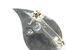 Vintage Mid Century Leaf Brooch Inlaid Abalone Sterling Silver Signed EGC Cuerna