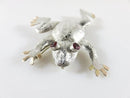 Artisan Sterling Repousse Tree Frog Brooch Pendant Stamped Etched Garnet Burgundy
