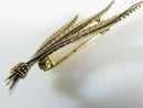 18K Yellow Gold Fern Leaf Brooch with Platinum-Toned Stems Marked 750