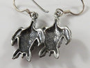 Sterling Turtle Form Dangle Earrings Fishhook 1 1/4" drop