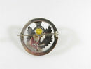Scottish Celtic Sterling Silver Orange Glass Flower Brooch by Robert Allison