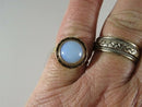 Victorian 14K Yellow Gold Ring with Opalescent Glass Cabochon Size 8.5
