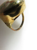 Antique Style Japanese Satsuma Water Lily Button Ring Gilt Sterling Silver Sz 8