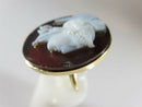 Victorian Era 14K Gold High Relief Carved Hardstone Roman Soldier Ring Size 7