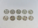 Group of 10 US Roosevelt Silver Dimes 90% Silver Lot 8 90% silver coins US silver dimes Roosevelt dimes lot used