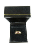 Victorian 18K Yellow Gold Ruby & Diamond Carved Half-Hoop Ring c.1890s, Size 4.25