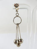 Artisan Modernist Ball & Rod Dangling Earring Set Hand Worked  Sterling Silver P
