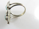 Old Pawn Navajo Double Turquoise Scrolling Feather Finger Ring Size 8.75