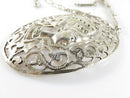 Egyptian Revival Silver Nefertiti Plaque Pendant Necklace with Sarcophagus Link Chain, Large 3.5" Restoration