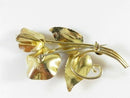 Unsigned Large Sterling Silver Gold Vermeil Pink Stone Floral Brooch