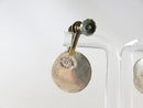 Figural Palm Leaf Disc Abalone & Sterling Taxco Mexico VKE Silver Screw Back Earrings