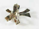 Large Vintage Sterling Silver Vermeil Floral Bow Brooch Pin 2 1/4" c1940 Patriot