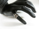 Silver Tone Artisan Signed Biker Skull Ring Size 6.75 Unisex Snake Skull Ring