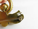 Victorian Archaeological Revival Double Griffin Brooch in Gold with Ruby Eyes