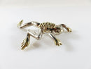 Huge Holloware Sterling Frog Brooch Repousse Silver Gold Accented Leaping Frog