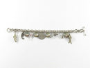 Vintage 8 1/4" Han 925 Rolo Link Chain Toggle Bracelet with Charms Heavy 37 Gram