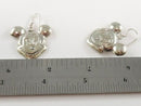 Mickey Mouse Head Repousse Sterling Silver 1" Drop Fishhook Earrings