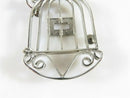 Unique Integrity Sterling Silver Rhinestone Bird Cage Brooch