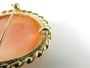 14K Gold Shell Cameo Right-Facing Portrait Brooch Pendant, 7.3 g, Mid-Century