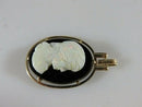 14K Yellow Gold Vintage Pendant with Carved Opal Cameo on Black Onyx