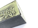 Asian Style Foil Wrapped Wood Trinket Box Hindu Design 3" x 2 1/2" x 1 1/2"